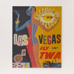 Vintage Travel Poster For Flying Twa To Las Vegas Jigsaw Puzzle