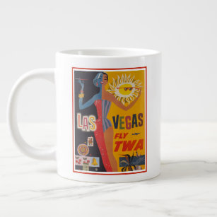 Vintage Travel Poster For Flying Twa To Las Vegas Large Coffee Mug