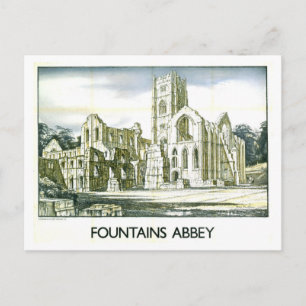 Vintage Travel Poster for Fountains Abbey Postcard