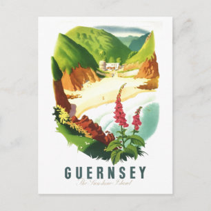 Vintage Travel Poster for Guernsey Postcard