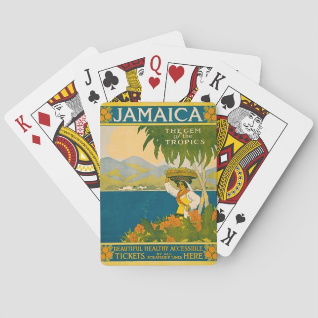 Vintage Travel Poster For Jamaica Playing Cards (Back)