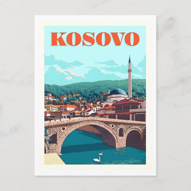 Vintage Travel Poster for Kosovo Postcard (Front)