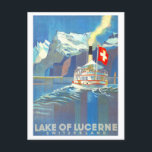 Vintage Travel Poster for Lucerne, Switzerland, Postcard<br><div class="desc">This postcard is a reproduction of a vintage travel poster for the Lake of Lucerne in Switzerland.</div>