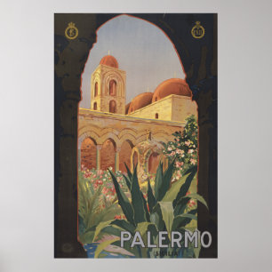 Vintage Travel Poster For Palermo, Italy.
