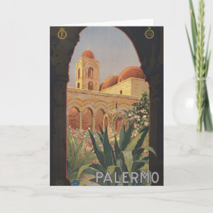 Vintage Travel Poster For Palermo, Italy. Card