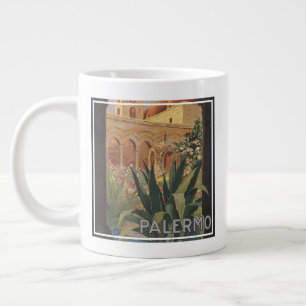 Vintage Travel Poster For Palermo, Italy. Large Coffee Mug
