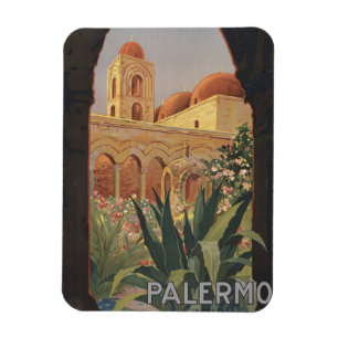 Vintage Travel Poster For Palermo, Italy. Magnet