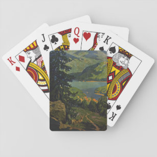 Vintage Travel Poster For The Adirondack Mountains Playing Cards