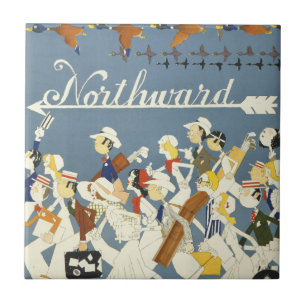 Vintage Travel Poster For The New Haven R.R. Ceramic Tile