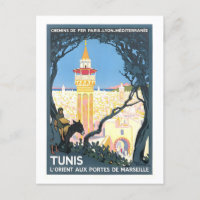 Vintage Travel Poster for Tunis, Tunisia,