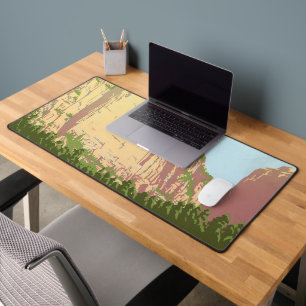 Vintage Travel Poster For Zion National Park Desk Mat