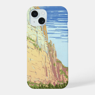 Vintage Travel Poster For Zion National Park iPhone 15 Case