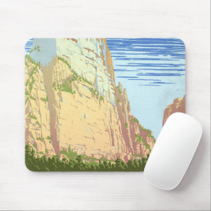 Vintage Travel Poster For Zion National Park Mouse Pad