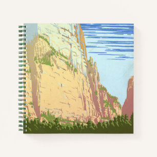 Vintage Travel Poster For Zion National Park Notebook