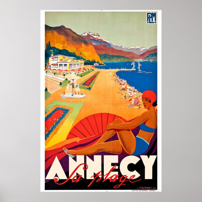 Vintage Travel Poster France - Anncey a la plage (Front)