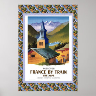 Vintage travel poster,France by train Poster