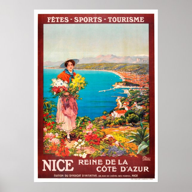 Vintage Travel Poster - France Nice Cote d'Azur (Front)