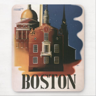 Vintage Travel Poster from Boston, Massachusetts Mouse Pad