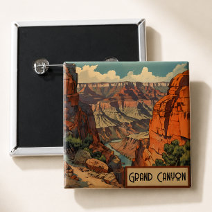 Vintage Travel Poster Grand Canyon Colorado River 15 Cm Square Badge
