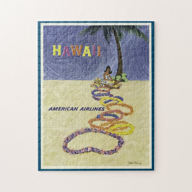 Vintage-Travel-Poster-Hawaii - Tropical Poster Jigsaw Puzzle (Vertical)