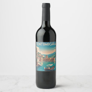 Vintage Travel Poster Illustration of Ventimiglia Wine Label