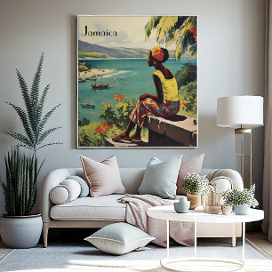 Vintage Travel Poster Jamaican woman Canvas Print