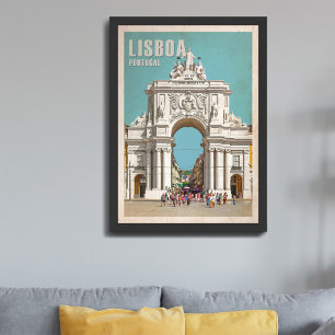 Vintage travel poster. Lisbon, Augusta street arch Photo Print