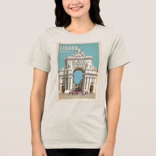 Vintage travel poster. Lisbon, Augusta street arch Tri-Blend Shirt