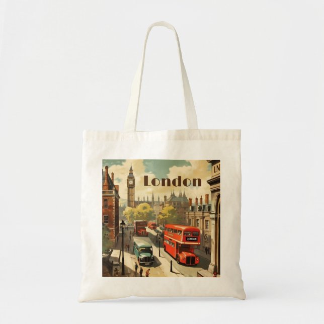Vintage Travel Poster London City Centre Tote Bag (Front)