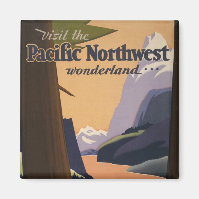 Vintage Travel Poster Looking Out Over Mountains Magnet (Front)