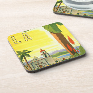 Vintage Travel Poster, Los Angeles, California Coaster