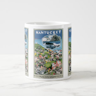 Vintage Travel Poster, Map of Nantucket Island, MA Large Coffee Mug