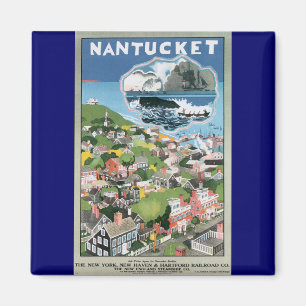 Vintage Travel Poster, Map of Nantucket Island, MA Magnet