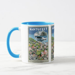 Vintage Travel Poster, Map of Nantucket Island, MA Mug