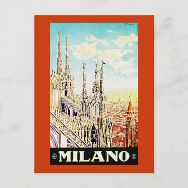 Vintage Travel Poster Milano, Italy Postcard (Front)