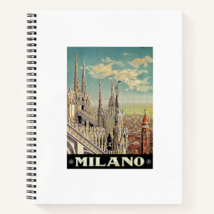 Vintage travel poster milano milan notebook