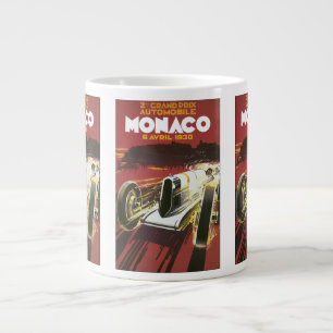 Vintage Travel Poster, Monaco Grand Prix Auto Race Large Coffee Mug