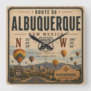 Vintage Travel Poster New Mexico Decor Square Wall Clock