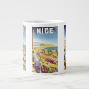Vintage Travel Poster, Nice, France French Riviera Large Coffee Mug