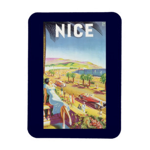 Vintage Travel Poster, Nice, France French Riviera Magnet