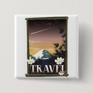 Vintage Travel Poster Night Mountain edition 15 Cm Square Badge