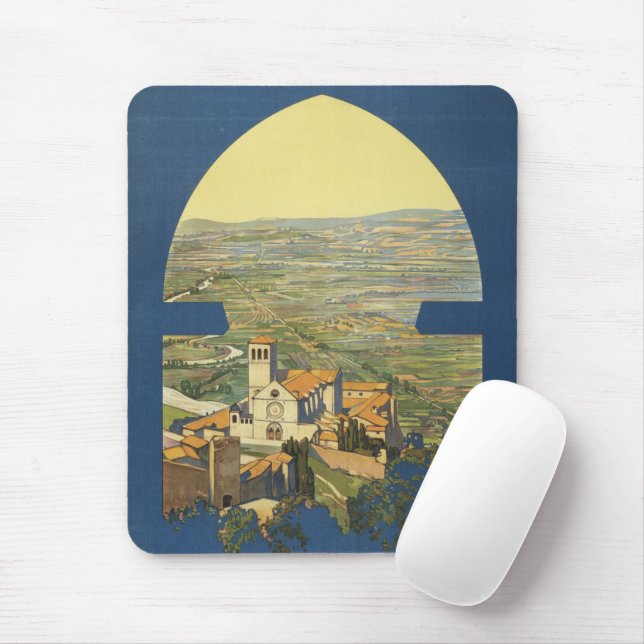 Vintage Travel Poster Of Assisi, Italy Mouse Pad (With Mouse)