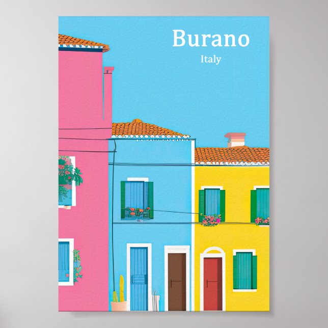 Vintage travel poster of Burano (Front)