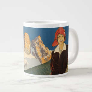 Vintage Travel Poster Of Cortina D'ampezzo, Italy Large Coffee Mug