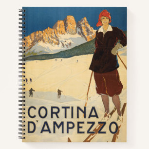Vintage Travel Poster Of Cortina D'ampezzo, Italy Notebook