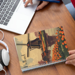 Vintage Travel Poster of Holland, customisable Notebook