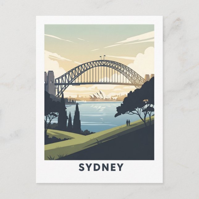 Vintage travel poster of Sydney harbour Postcard (Front)