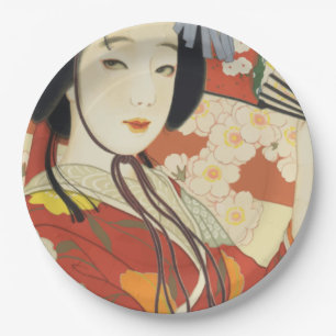 Vintage Travel Poster Osaka Japan Paper Plate