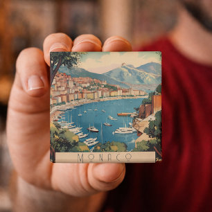 Vintage Travel Poster overlooking Monaco harbour Magnet