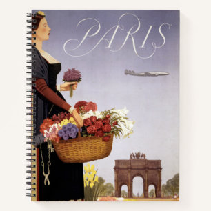 Vintage Travel Poster, Paris Via Constellation Notebook